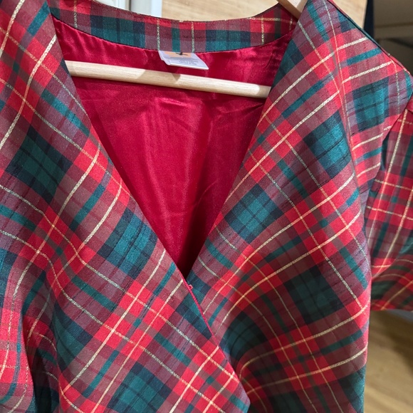 Gymboree Christmas Plaid Dupioni A-Line Wrap Midi Ruffle Dress Sz 2XL Adult 2963 - Picture 10 of 11